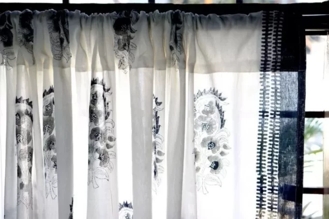 Indigo Grey Block Printed Curtain - Image 6